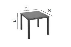 EASYCOMFORT Tavolo da Giardino per 4 Persone in Alluminio e Plastica, Nero  e Color Legno